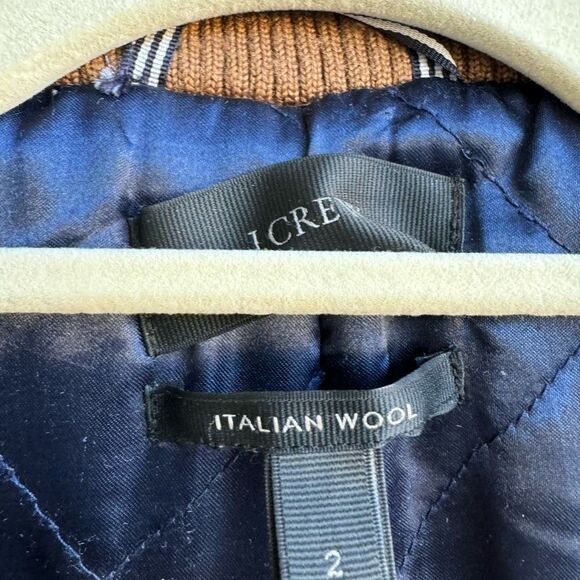 J. Crew Italian Wool Blend Brown Full Zip High Neck Pea Coat Jacket Size 2 - Picture 11 of 11